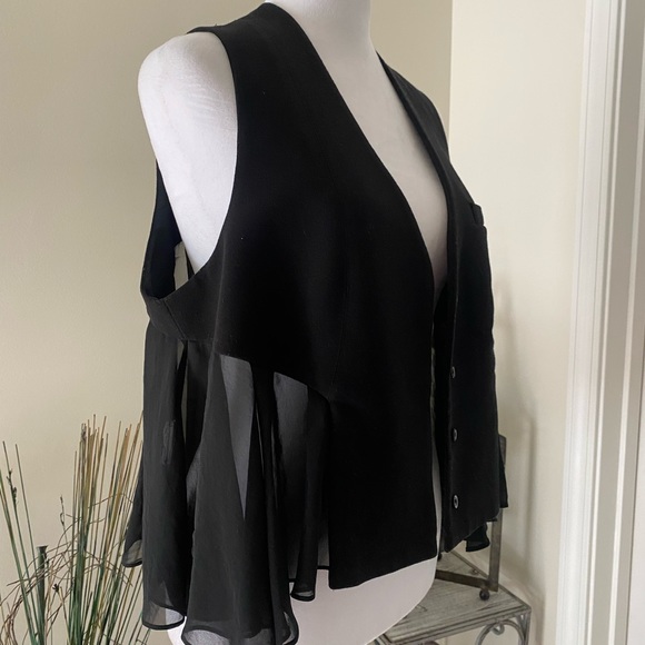 BCBGeneration Black Ladies vest with chiffon detail - Picture 5 of 11